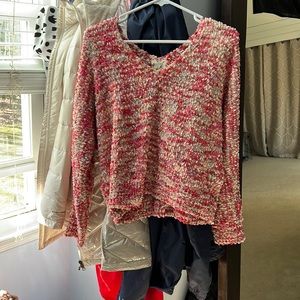 pink and gray sweater